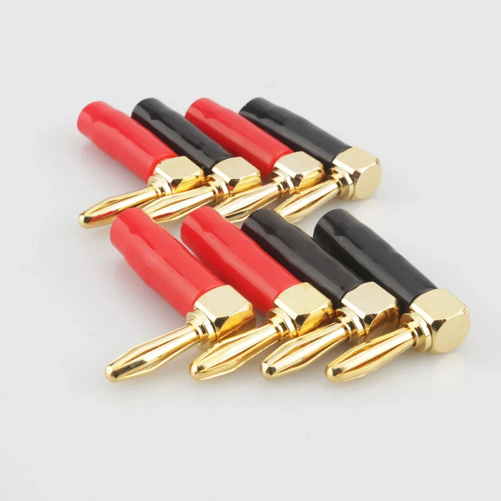 

8PCS Gold plated Right Angle 90 Degree 4mm Banana Plug Screw L Type for Binding Post Amplifiers Video Speaker Adapter Connector