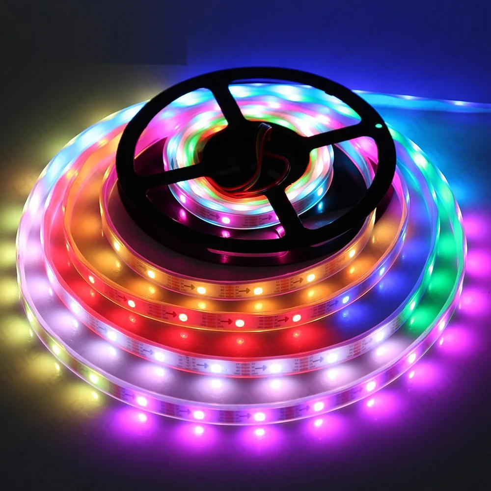 

WS2813 Phantom Full Color LED Strip Light RGB Breakpoint Continuous Transmission Soft Strip Light with Built-in IC Low Voltage5V