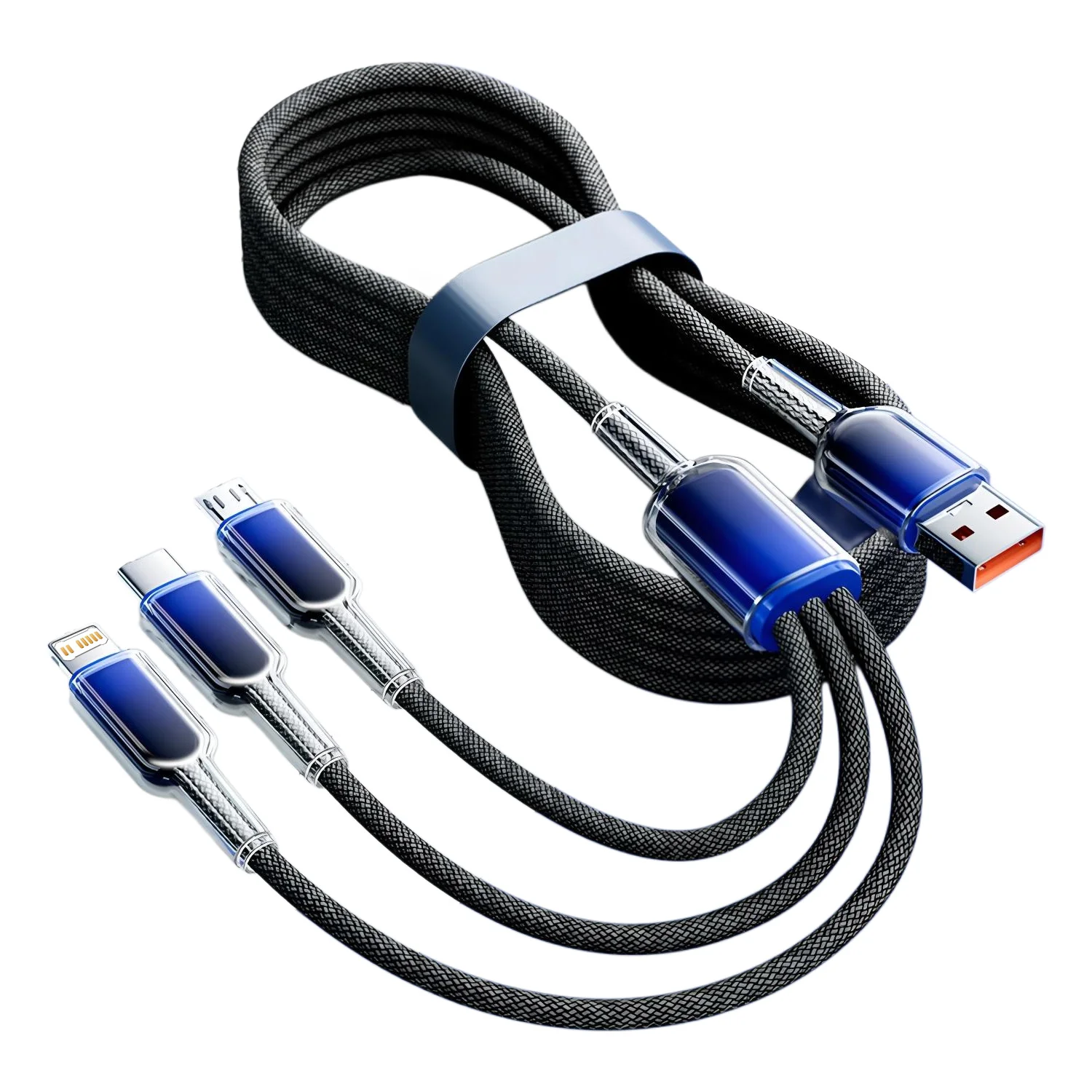 화웨이/아너용 3 in 1 USB 충전 케이블 6A 120W 휴대용 마이크로 USB 타입C 케이블 아이폰 14 삼성용 충전 케이블 1.2M