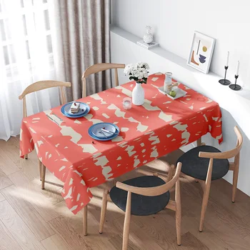 Modern Scandinavian Style Solid Wood Dining Chair Set with Cushions Tablecloth for Home Decoration Red Camo Pattern 4 Seater Set