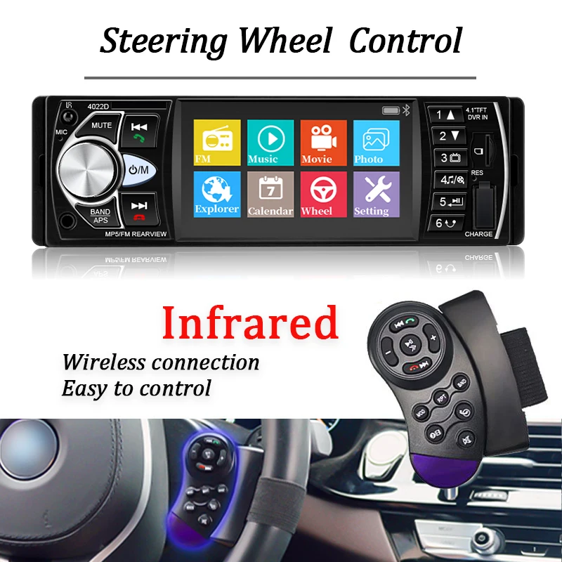1Din Car Radios 4" Auto Audio Stereo 4022D MP3 Player USB Car Multimedia Player