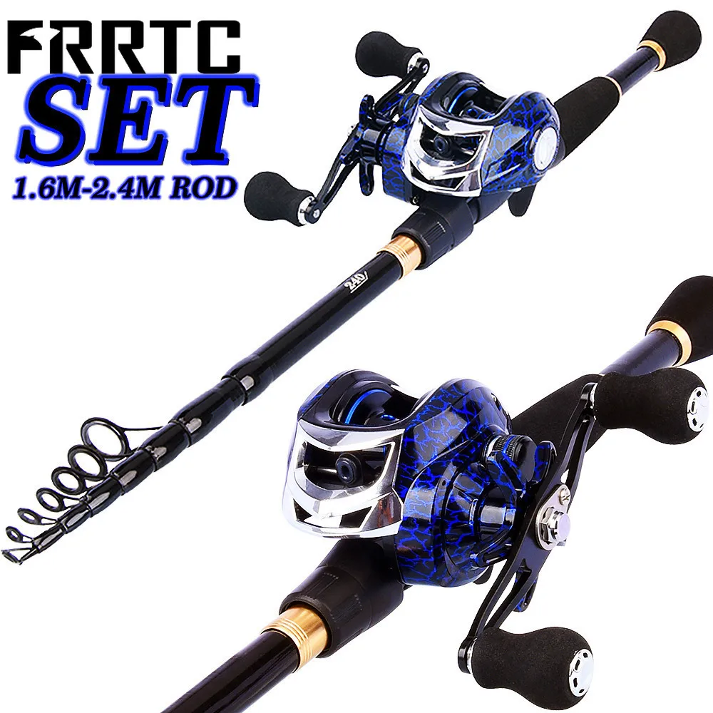 

Fishing Rod Reel 1.6-2.4M Telescopic Fishing Rod with Baitcasting Fishing Reel Fishing Combo for Freshwater or Saltwater Fishing