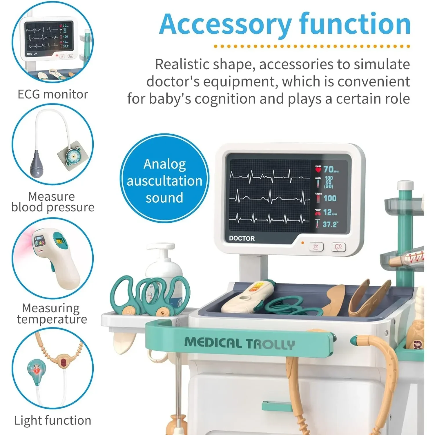 Plastic Doctor Kit Toy for Kids with Sounds and Medical Tools