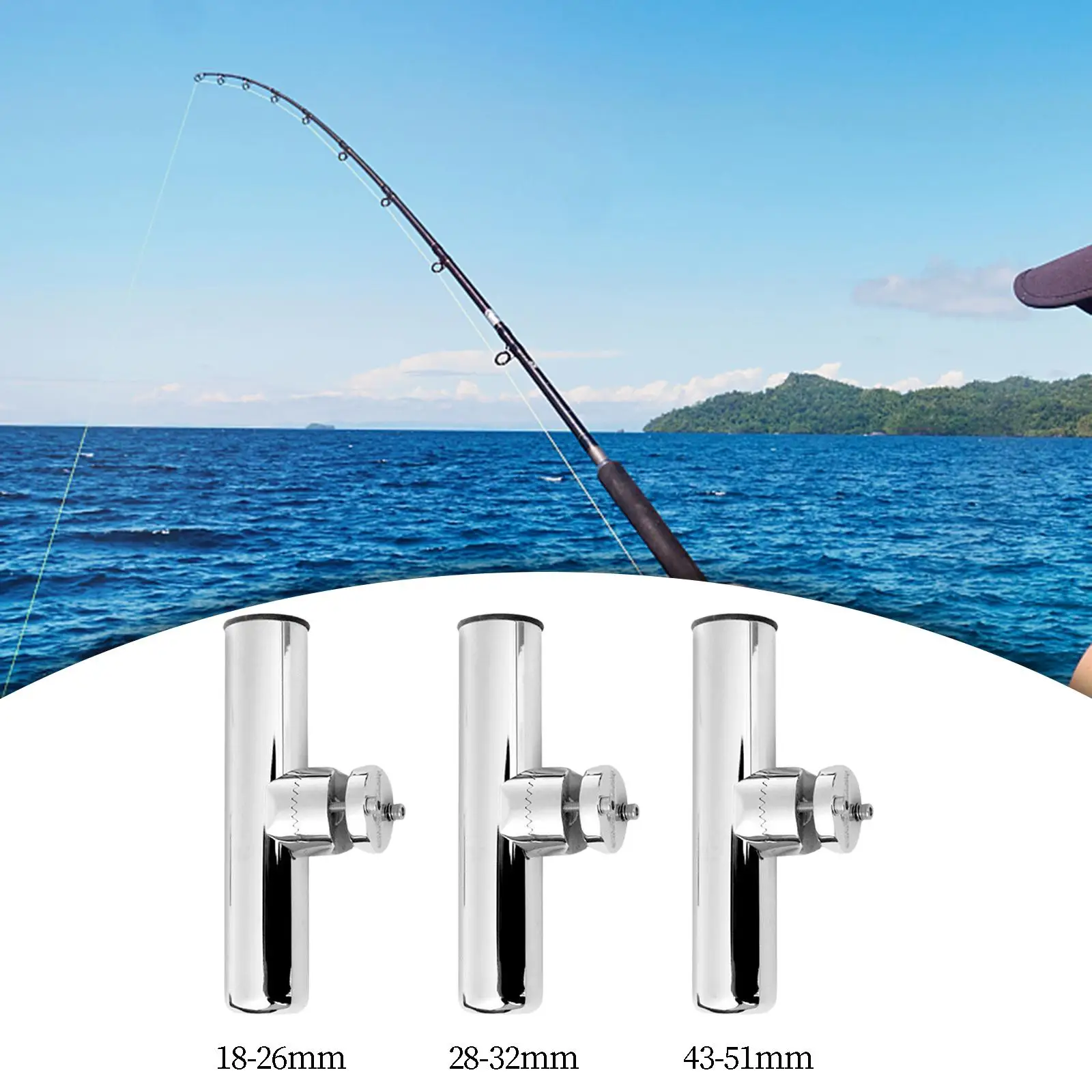 Stainless Steel Fishing Rod Holder Rail Mounted Clamp Swivel Side Mount Fishing