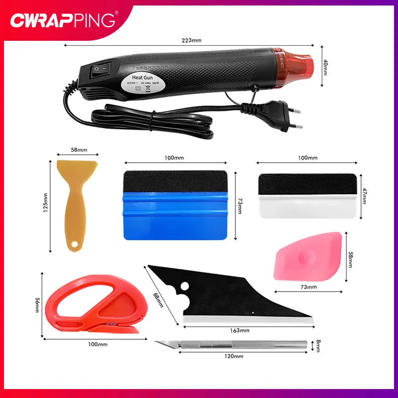 Car Vinyl Wrap Tool Kit Plastic Scraper PPF Squeegees Cars Window Film Application Tools Kit Hot Air Gun Cars Decals Truck Film