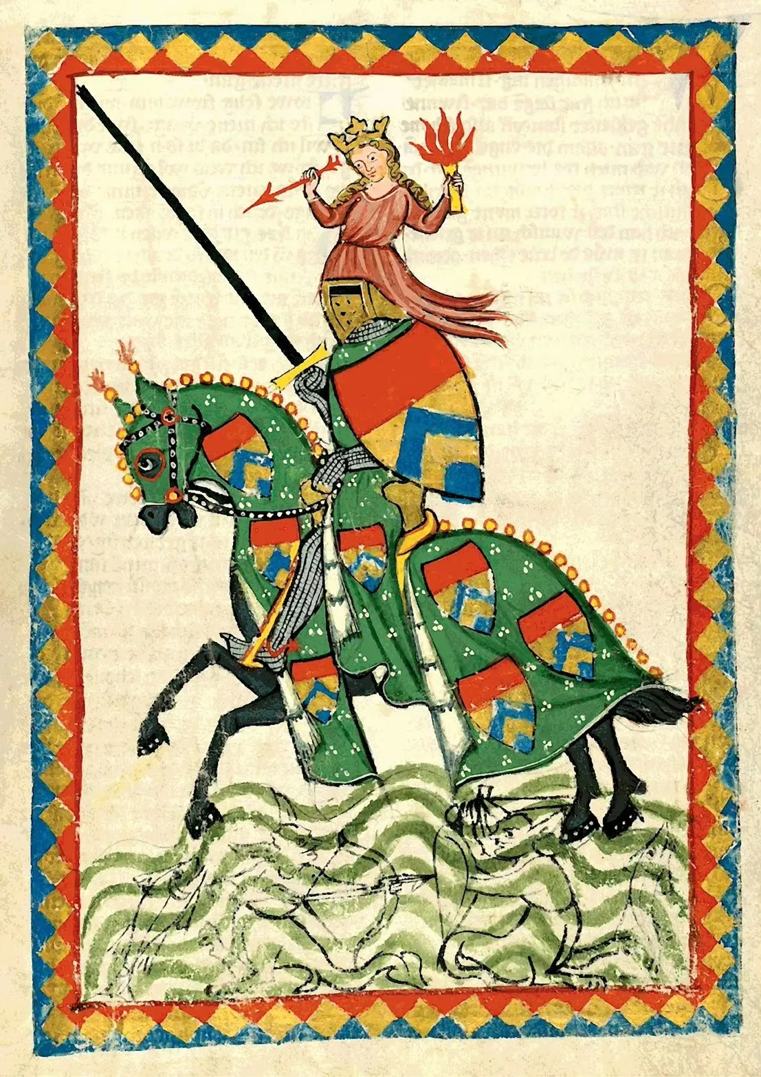 Vintage Medieval Lovers on Horse Canvas Art Print - Retro European Wall Décor