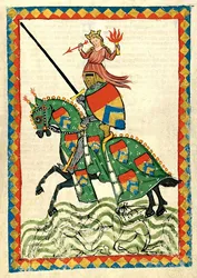 Vintage Medieval Lovers on Horse Canvas Art Print - Retro European Wall Décor - 40x60cm No Frame (WHITE)