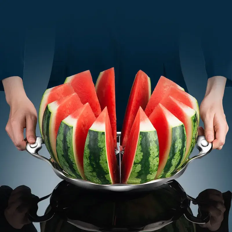 304 Stainless Steel Watermelon Slicer Cutter Jumbo Size Sliced Watermelon Cantaloupe Slicer Fruit Divider Kitchen Gadgets Items