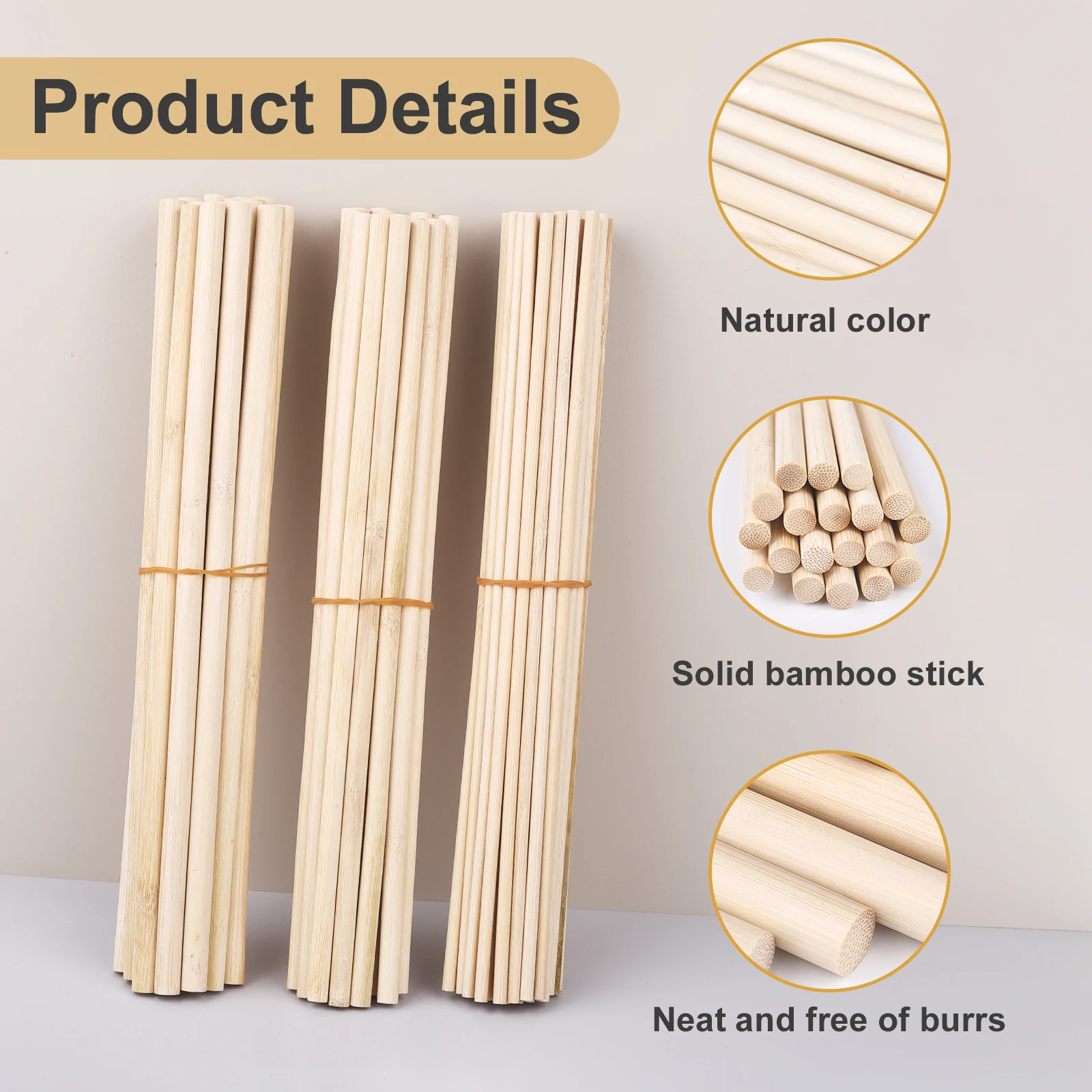 Bamboo stick 20pcs/50pcs Small Solid Bamboo Stick Diameter 3mm/4mm/5mm/6mm/8mm/10mm/Length 30cm DIY Handmade Building Model Materials Wood