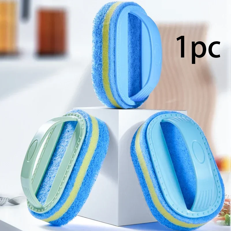 Cozinha banheiro limpeza de banheiro esponja mágica limpeza de parede de vidro escova de banho alça esponja cerâmica janela slot escova limpa