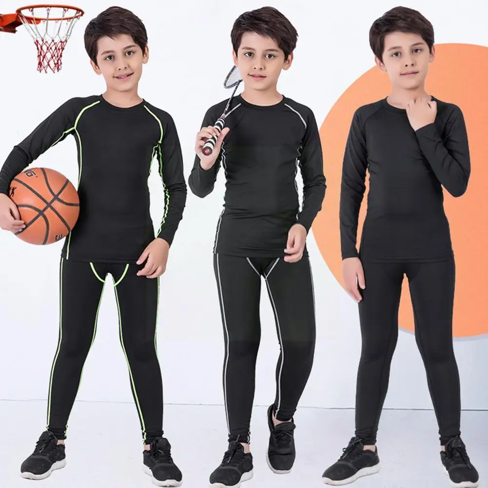 Kids' Sportswear Thermal Underwear Baby Quick Drying Clothing Boy Basketball Soccer Clothes Boy Compression Sportswear Thermal Underwear Set Kids Sports Suit