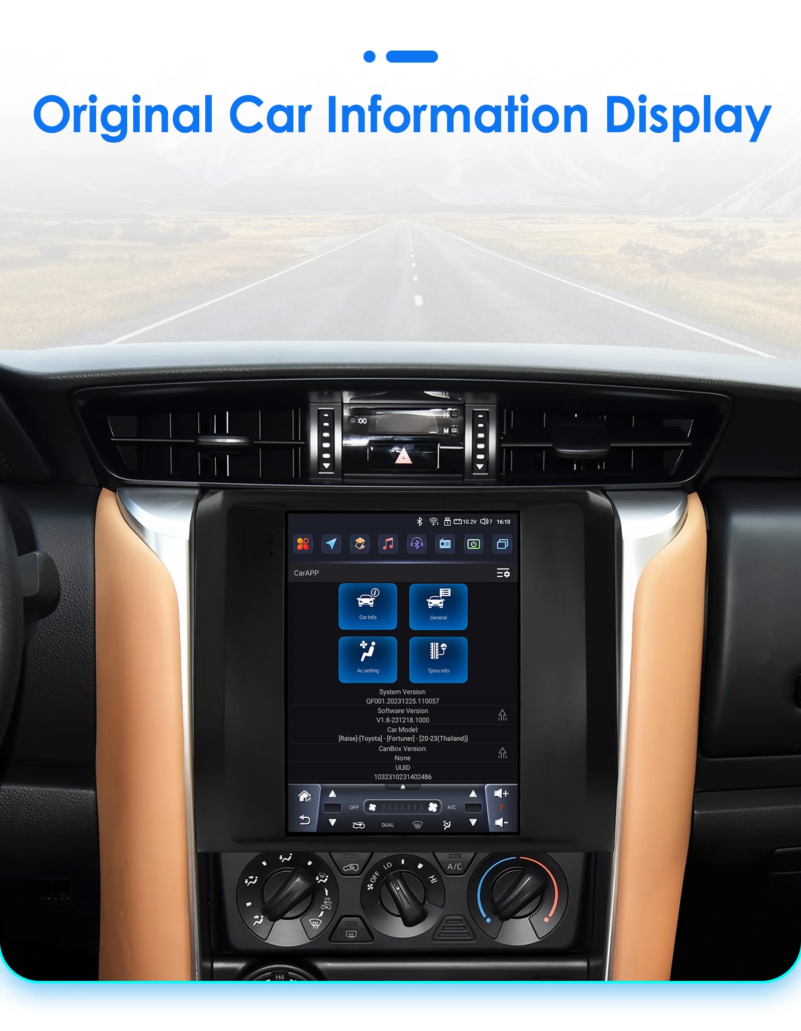 Hizpo 9,7 "Carplay Autoradio Für Toyota Fortuner Hilux Revo 2015-2022 mit Tesla Stil Multimedia Vertikale Bildschirm GPS 4G BT 7862 – Detail 35