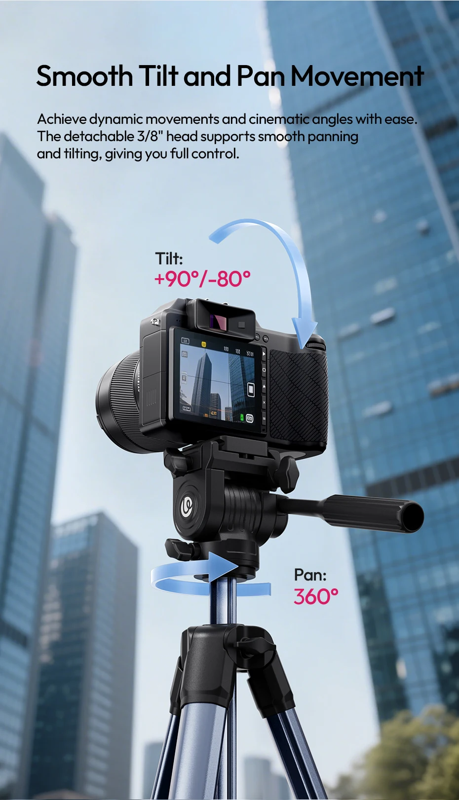  TT39 Video Tripod Horizontal&Vertical Tripod for Camera DSLR Smartphone Video