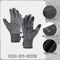 Warm Waterproof Touchscreen Anti-Slip Gloves for Outdoor Activities - Black (A0022-GY)