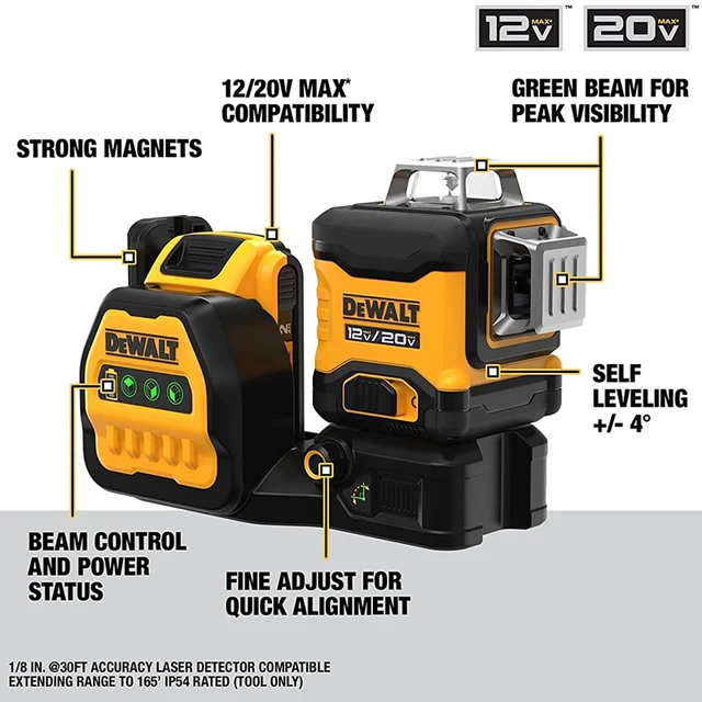 Niveau laser automatique en croix, portée de 165' de DEWALT