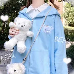 Japanese Sweet Hoodies for Girls Sweatshirt cardigan Clothes Spring Cartoon embroidery Pullover Hoodie Sweatshirts Women