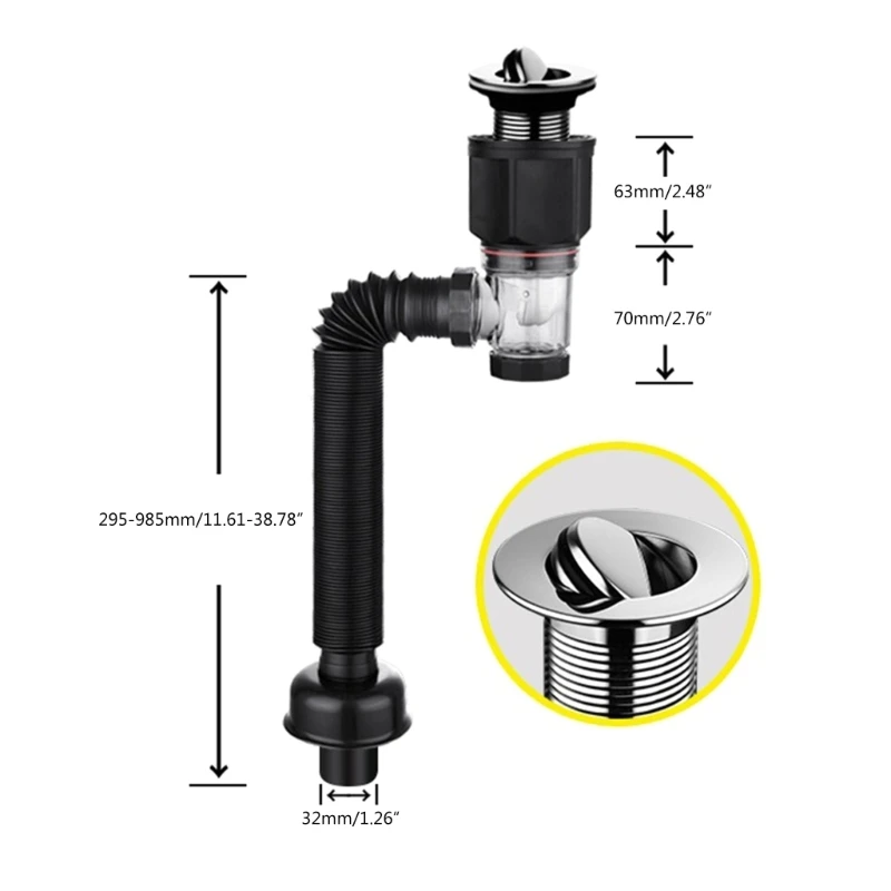 Popup Basin Waste Drainer Universal Washbasin Drainer Flexible Drain Down Hose Popup Filter Sink Plug Durable G5AB drain filter basin sink drain washbasin drain plug bathroom sink plug basin drain stopper bathroom sink stopper
