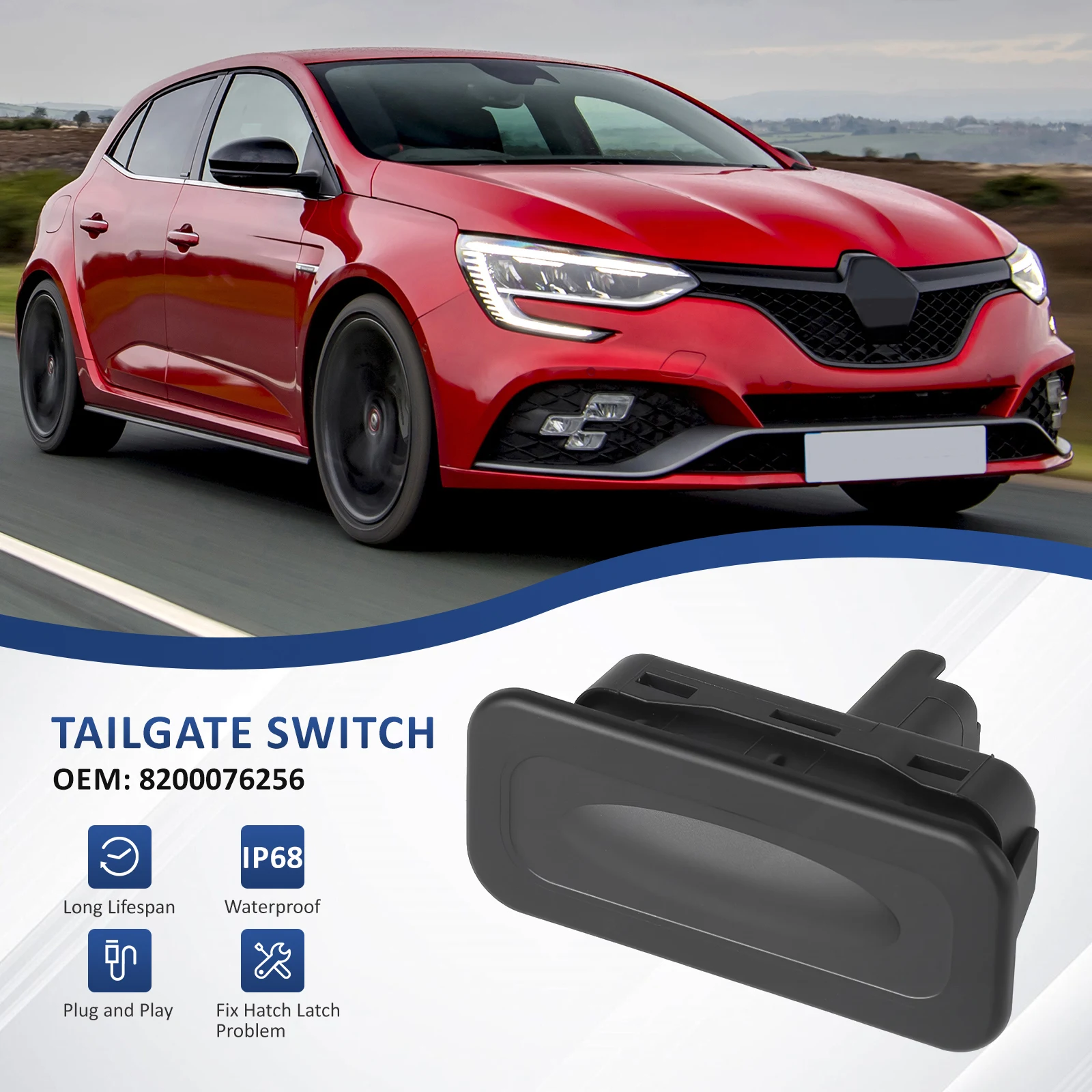 Interruttore Originale 8200076256 Per Renault Megane Clio Captur Scenic Kangoo 8200076256 2 Pin Comando Portellone Megane Clio