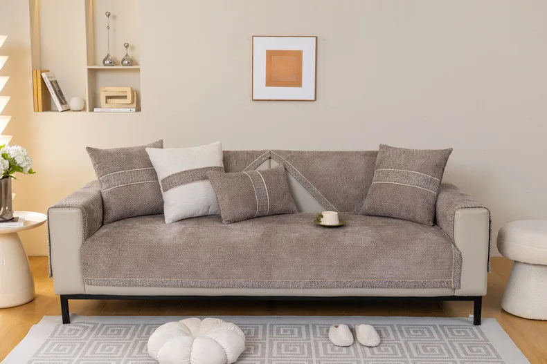 Chenille Sofa Cover for Living Room Luxury Sofa Pad Anti-slip Corener Couch Towel Mat Furniture Protector Divani Per Soggiorno