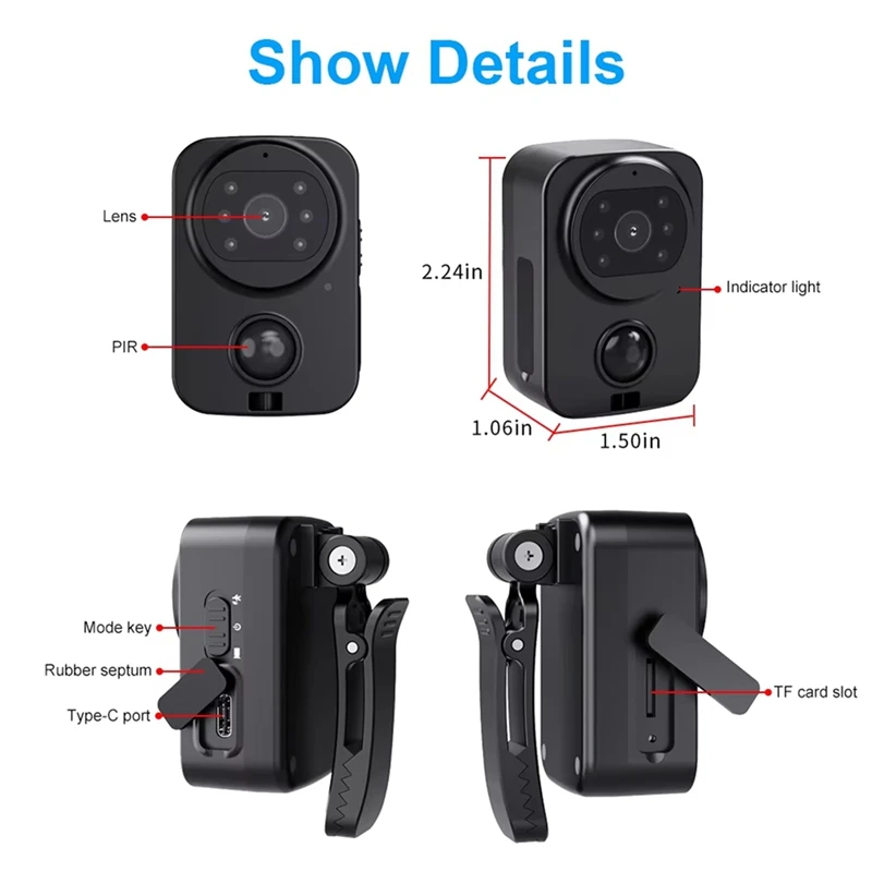 FUFU PD01 Waterproof Camera 1080P Pocket Cameras FHD Long Battery PIR Video Recorder Sport DV Bike Action Cam No Memory Card 6