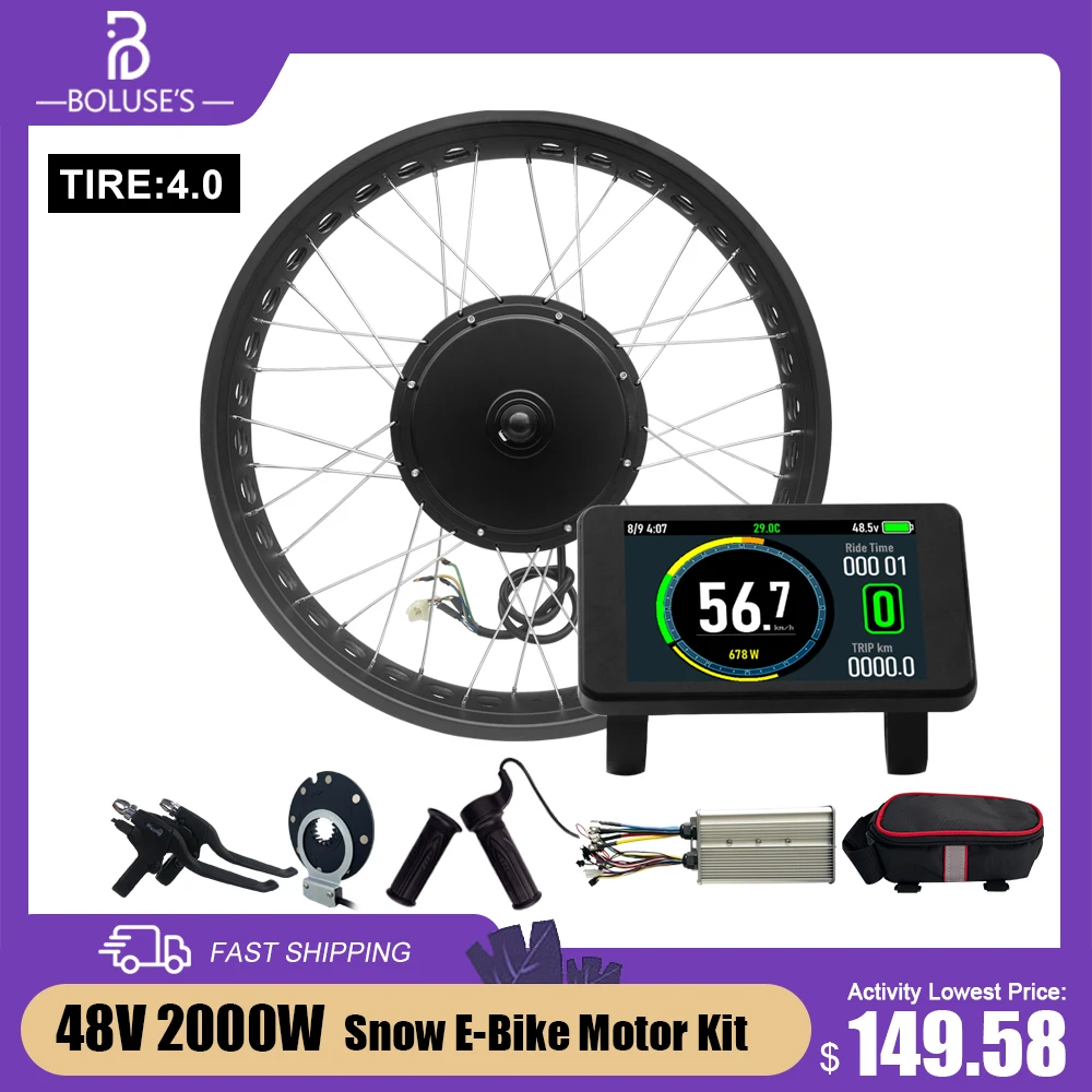 

48V2000W Electric Bike Fat-bike snow-ebike Conversion Kit 20 24 26 inch 4.0 Tyre For Snow Electric Bicycle Conversion Kit