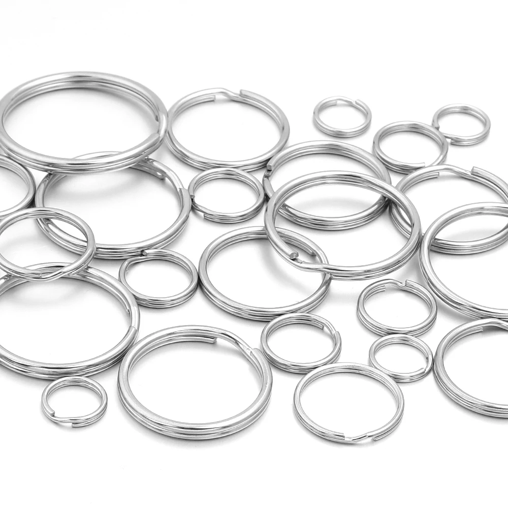 5-50 teile/los 12-50mm Edelstahl Schlüssel Ringe Runde/Flache Linie Split Ringe Schlüsselring für Schmuck Machen DIY Schlüsselbund Zubehör – Detail 8