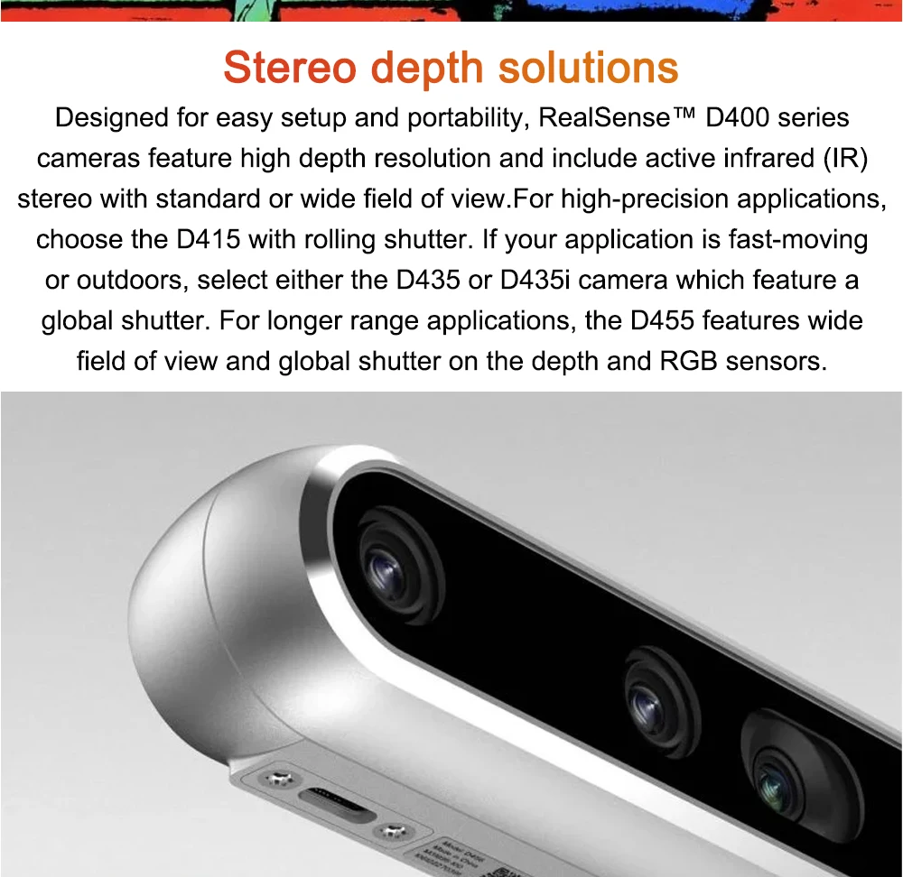 Intel RealSense Depth Camera Binocular D455 Inertial Measurement Unit 30fps RGB