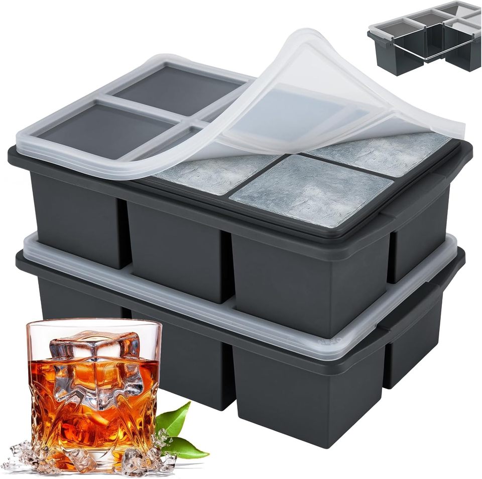 4/6/8Independent Grid Square Silicone Ice Cubes Mold Big Tray Mold Ice Cube Maker Wine Whisky Bar  Ice Blocks Maker