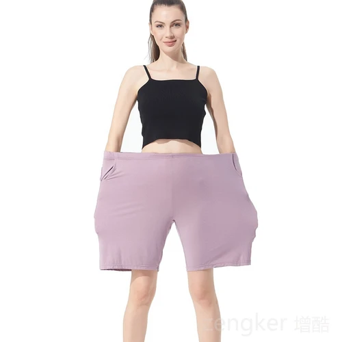여성용 Amoi 땀 흡수 플러스 사이즈 캐주얼 루즈핏 탄성 면 반바지, 홈 파자마 바지, 7XL, 6XL 3
