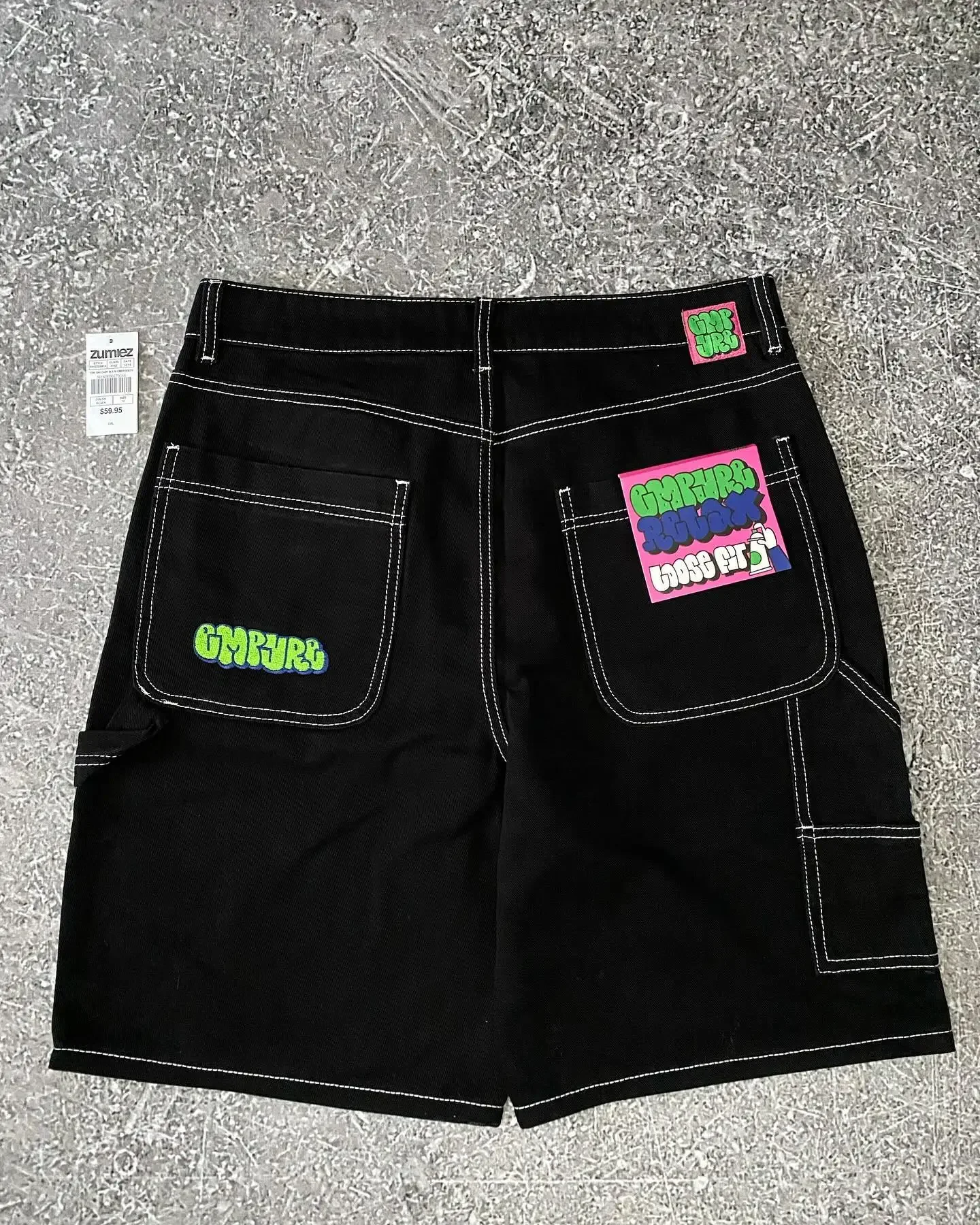 American Street Retro Cartoon Letter Embroidery Denim Shorts Baggy Wide-leg Jeans Men Y2k Hip Hop Casual Versatile Shorts Women men jeans denim pants denim shorts summer jeans shorts