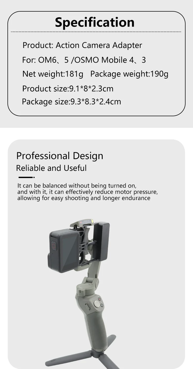 Adattatore Universale Per Gimbal Action Cam - Compatibile DJI OSMO 6/5/4/3, DJI Action 4, GoPro - Foto 5