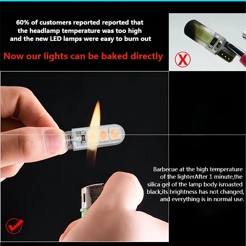 T10 W5W Car LED Bulb Turn Signal Light Auto Interior Dome Reading Light License Plate Super Bright White 12V Signal Lamp