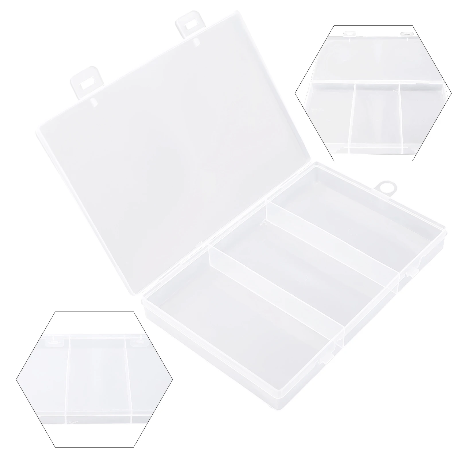 

3 Compartments Storage Case Box Plastic Fishing Lure Spoon Hook Bait Tackle Box Small Accessory Box Square Fishhook Box