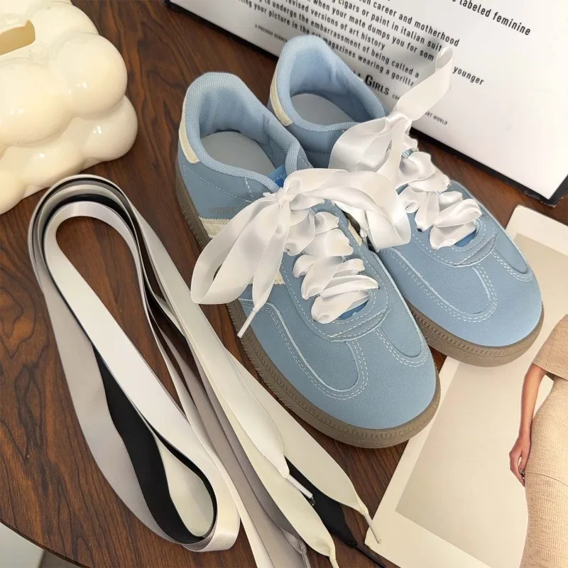 2/4Pcs 새틴 실크 넓은 신발 끈 DIY 스포츠 신발 장식 여성 캐주얼 스 니 커 즈 보드 신발 소녀 달콤한 플랫 리본 신발 끈