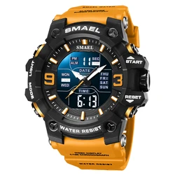 SMAEL Waterproof Sport Watch with LED Light and Dual Time Display (ORANGE)