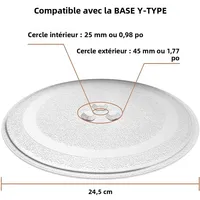Pièces de rechange pour plaque en verre de micro-ondes de 9,6 pouces/24,4 cm, adaptées aux accessoires de plateau tournant en verre pour micro-ondes rétro de petite taille 5