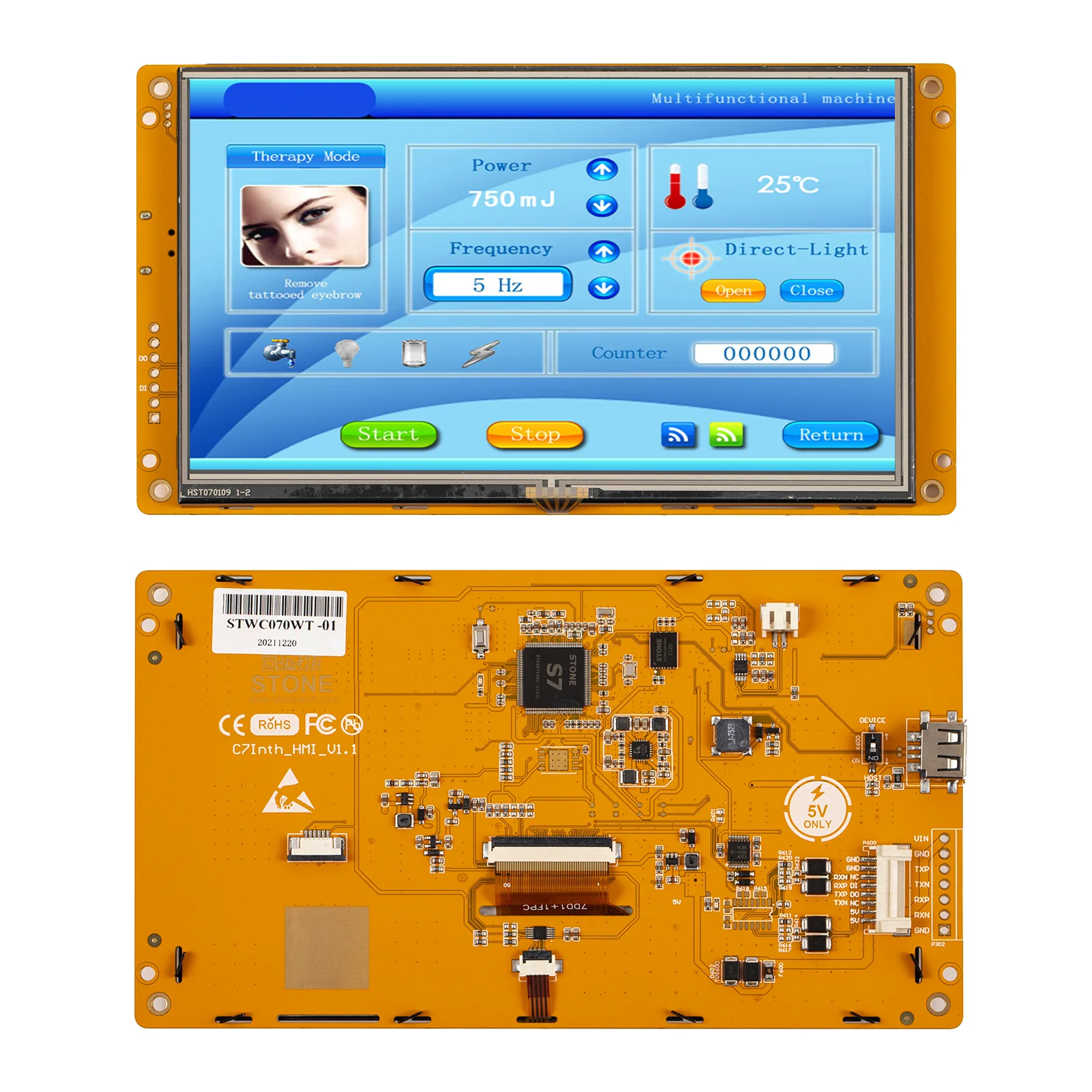 4.3 to 10.1 Inch HMI Serial LCD Display Module with Program + Touch Screen for Equipment Control Panel