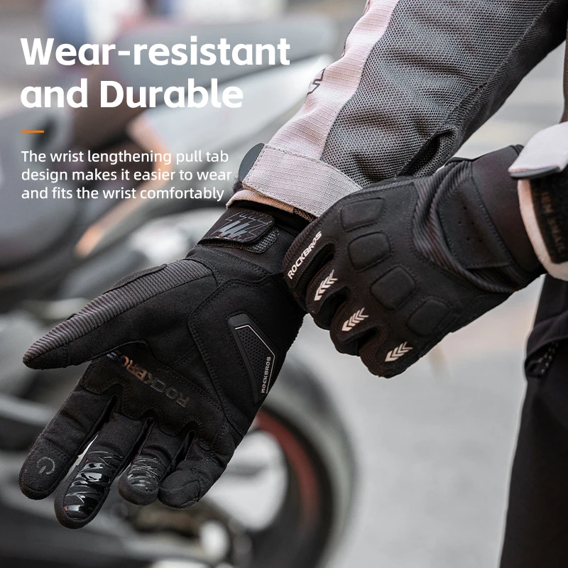 Full Finger Cycling Gloves Anti-slip Touch Screen Gloves Windproof Protective Mittens Men Motorcycle MTB Bicycle ROCKBROS