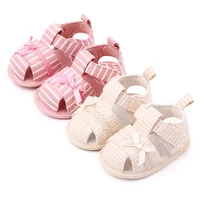 Baby Girl Soft Sandal for Spring and Summer Toe-covered Breathable Soft Light Cotton Anti-slip Toddler Girl Shoes 2