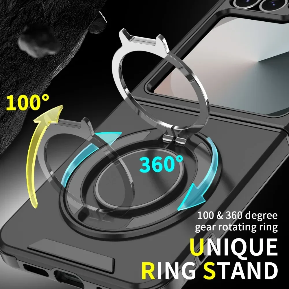 Magnetic 360 Rotating Bracket Phone Case with Ring Holder - Hard Shell Protective Cover