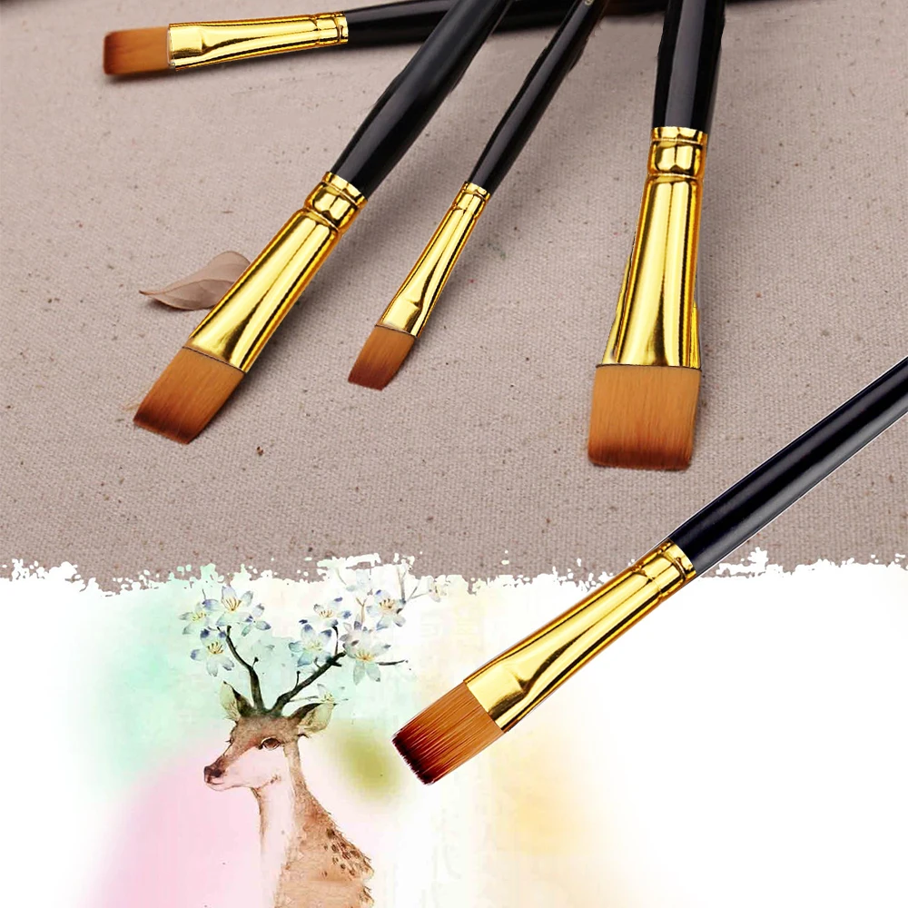 12pcs Flat Paint Brushes Set, Synthetic Nylon Bristles, Professional Artist Brushes for Oil, Acrylic, Watercolor Painting 3