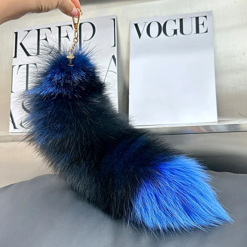 40cm Real Fox Tail Keychain Wolf Tail Fur Tassel Bag Key Chains Keyring Holder Strap Chain key rings key chains