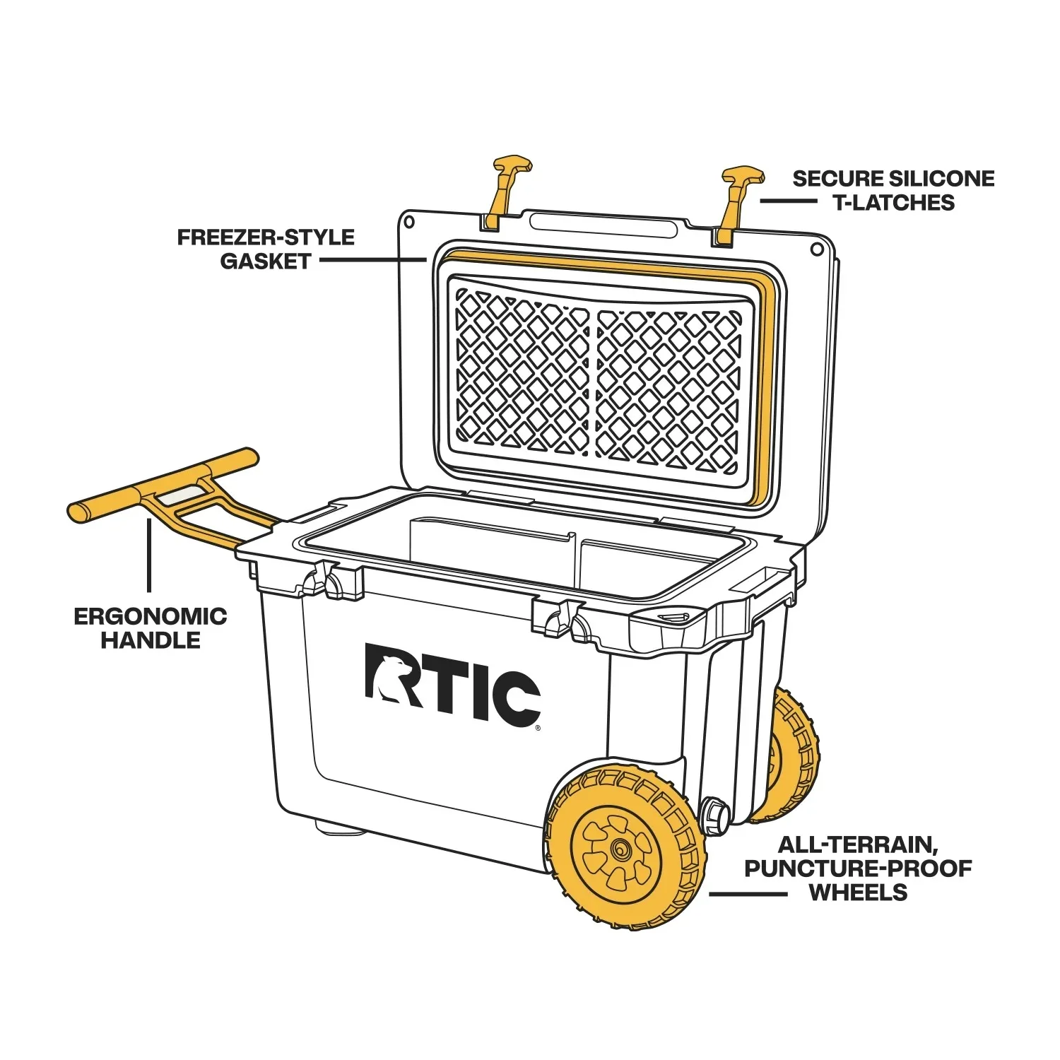 RTIC 52 QT Ultra-Light Wheeled Hard-Sided Ice Chest Cooler, Dark/Cool Grey, Fits 78 Cans