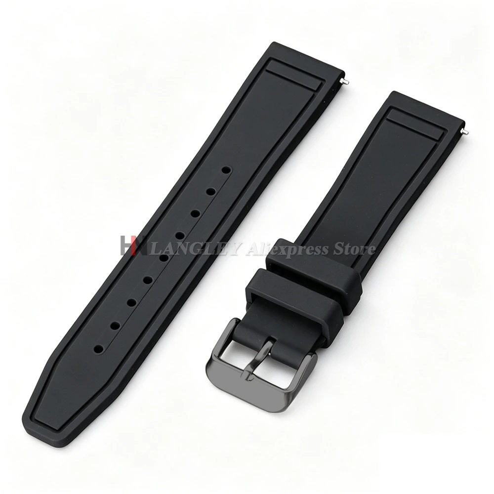 Universal Soft Silicone Quick Release Watch Strap - Black Rubber Replacement Bracelet