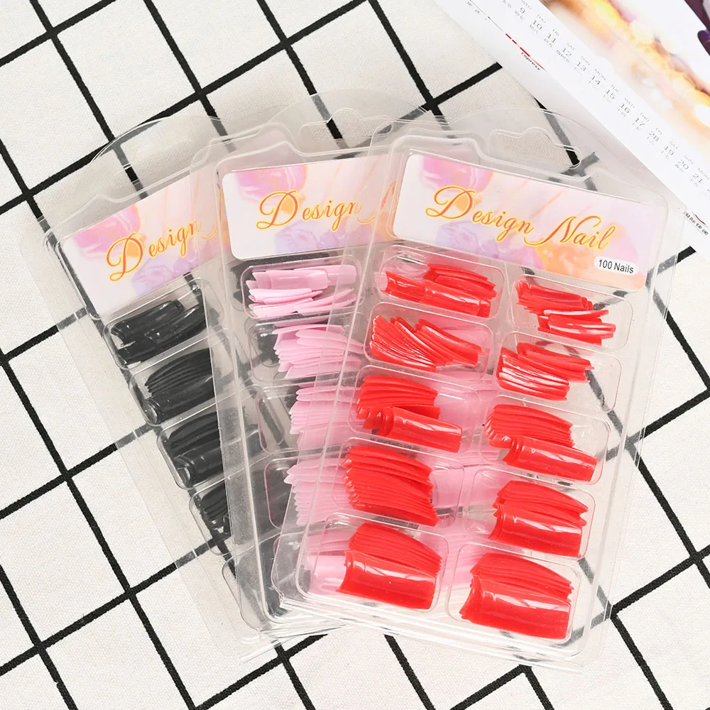 100Pcs Acrylic French Nail Tips - 6 Colors