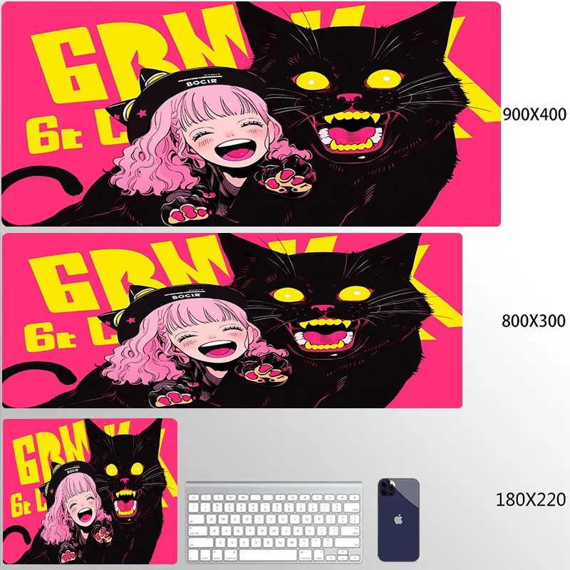 thumbnail image 1 of Xxl alfombrilla de ratón de Anime rosa para gato, alfombrilla para jugador, alfombrilla de escritorio para chica bonita, alfombrilla antideslizante para ratón de juegos, alfombrilla de goma para tecla, 1 of 5