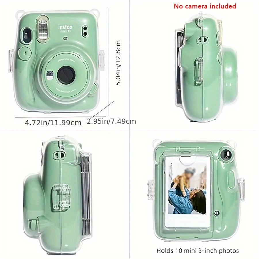 Fujifilm Mini 11 Instant Camera Transparent Case Adjustable Strap Camera Sticker 1 x (without camera)