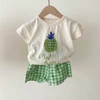Ensemble pyjama en coton pour bébé, sans manches, vêtements de nuit pour bébé, dessin animé, vêtements de maison, été 5