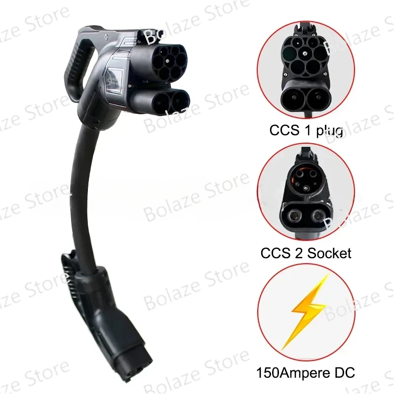 

CCS2 To CCS1 EV PHEV Charging Cable DC Quick Charger Combo CCS 2 To CCS Combo 1 Plug Adapter with 0.5m EVSE Cable 1000V DC 150A