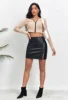 2024 New In Split PU Leather Skirt For Women High Waist Crocodile Pattern Black Office Lady Club Sexy Bodycon Mini Skirts 6